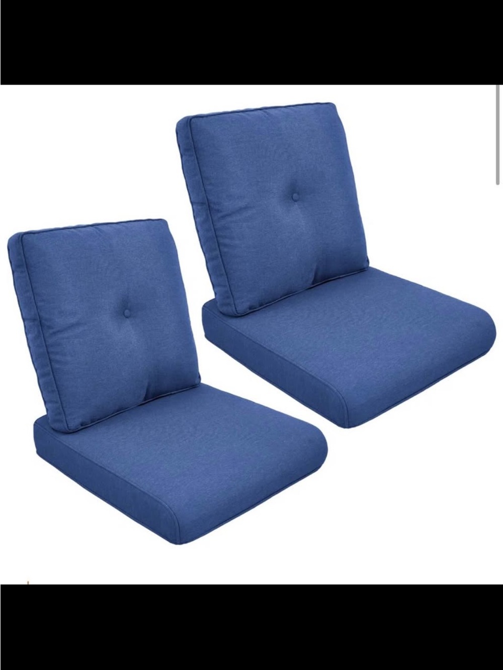 Blue Outdoor Seat Cushions with Back Support - Set of 2